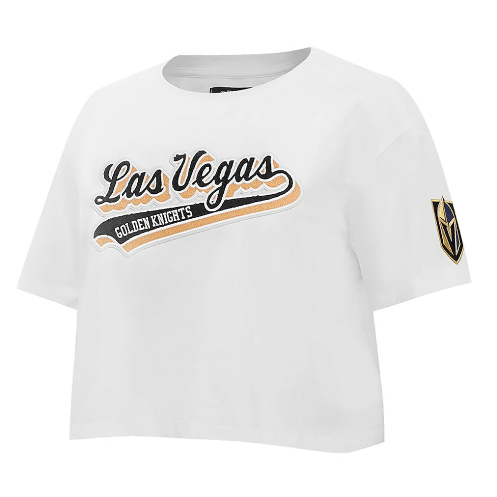 Vegas Golden Knights Pro Standard Women's Boxy Script Tail Cropped T-Shirt On Sale