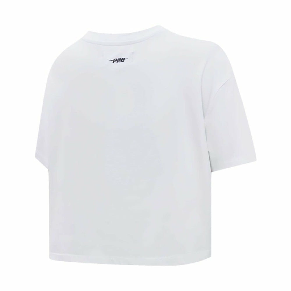 Pittsburgh Penguins Pro Standard Women's Boxy Script Tail Cropped T-Shirt On Sale