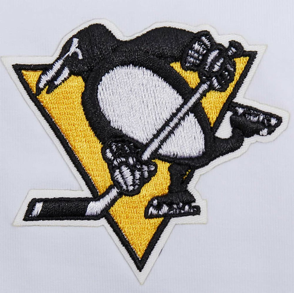 Pittsburgh Penguins Pro Standard Women's Boxy Script Tail Cropped T-Shirt On Sale