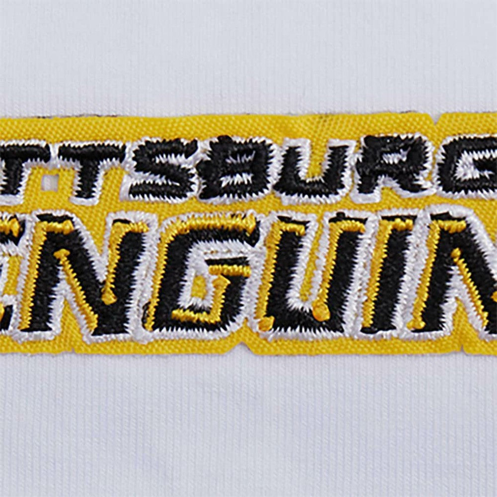 Pittsburgh Penguins Pro Standard Women's Boxy Script Tail Cropped T-Shirt On Sale