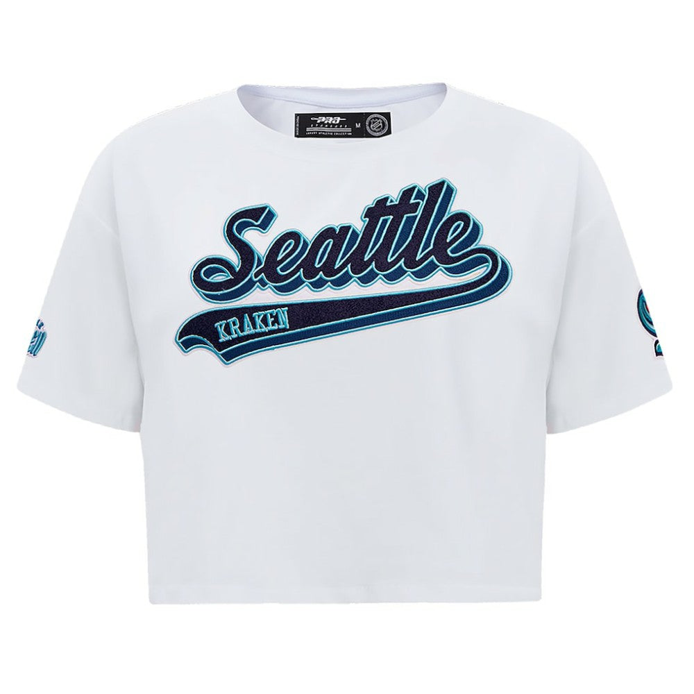 Seattle Kraken Pro Standard Women's Boxy Script Tail Cropped T-Shirt For Sale
