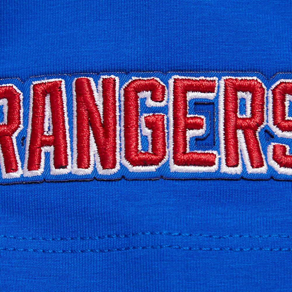 New York Rangers Pro Standard Women's Boxy Script Tail Cropped T-Shirt Discount