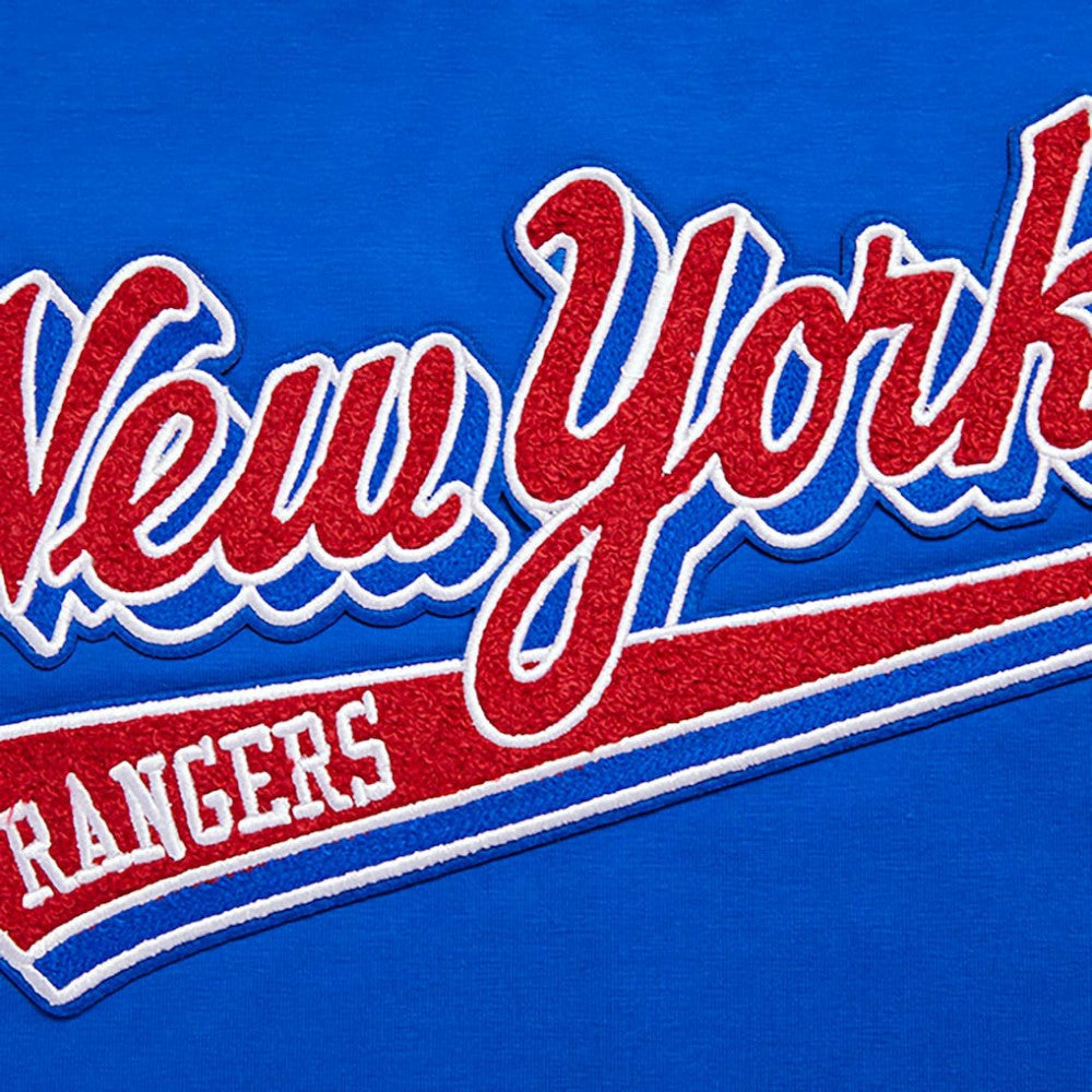 New York Rangers Pro Standard Women's Boxy Script Tail Cropped T-Shirt Discount