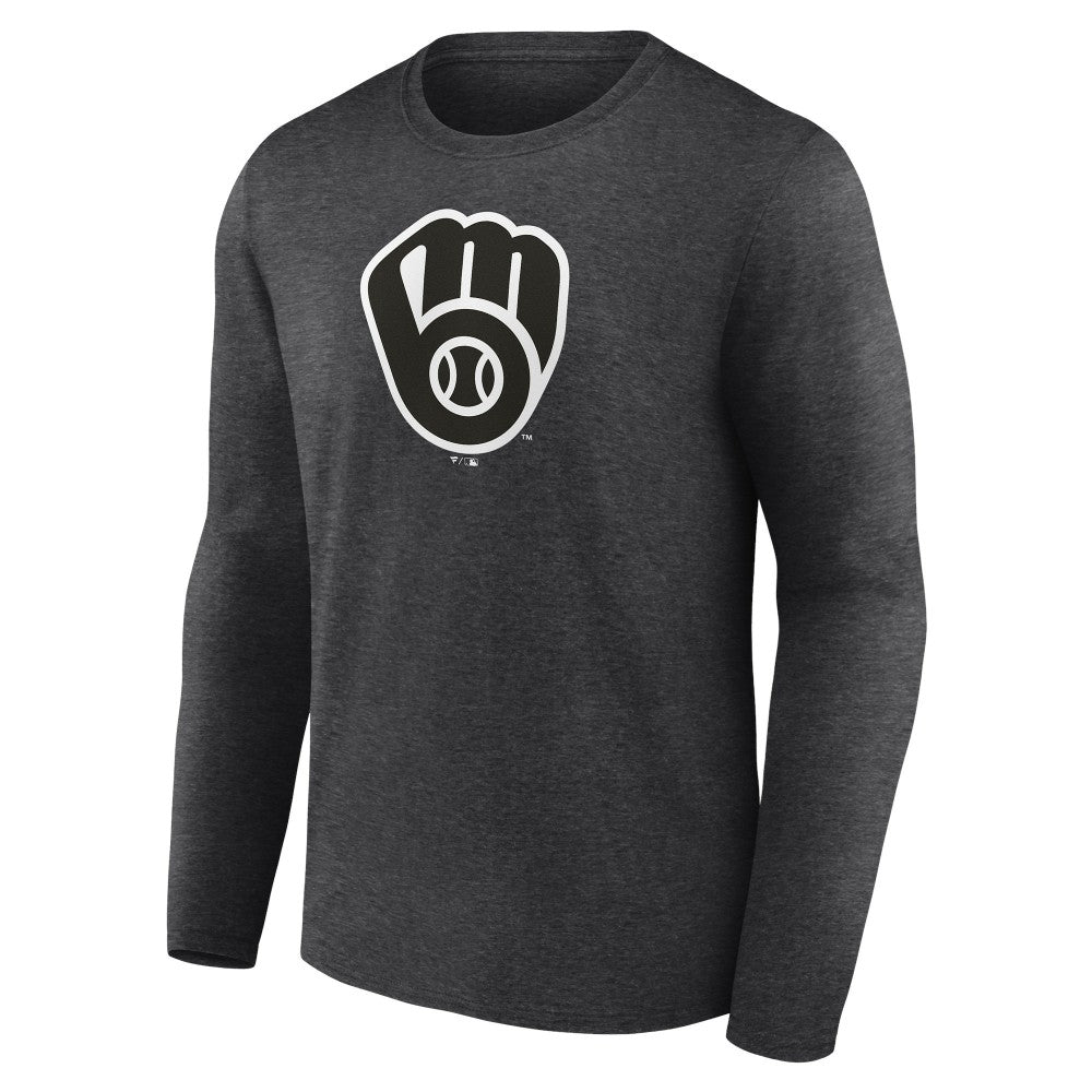 Milwaukee Brewers Personalized Monochrome Name & Number Long Sleeve T-Shirt | MLB Discount