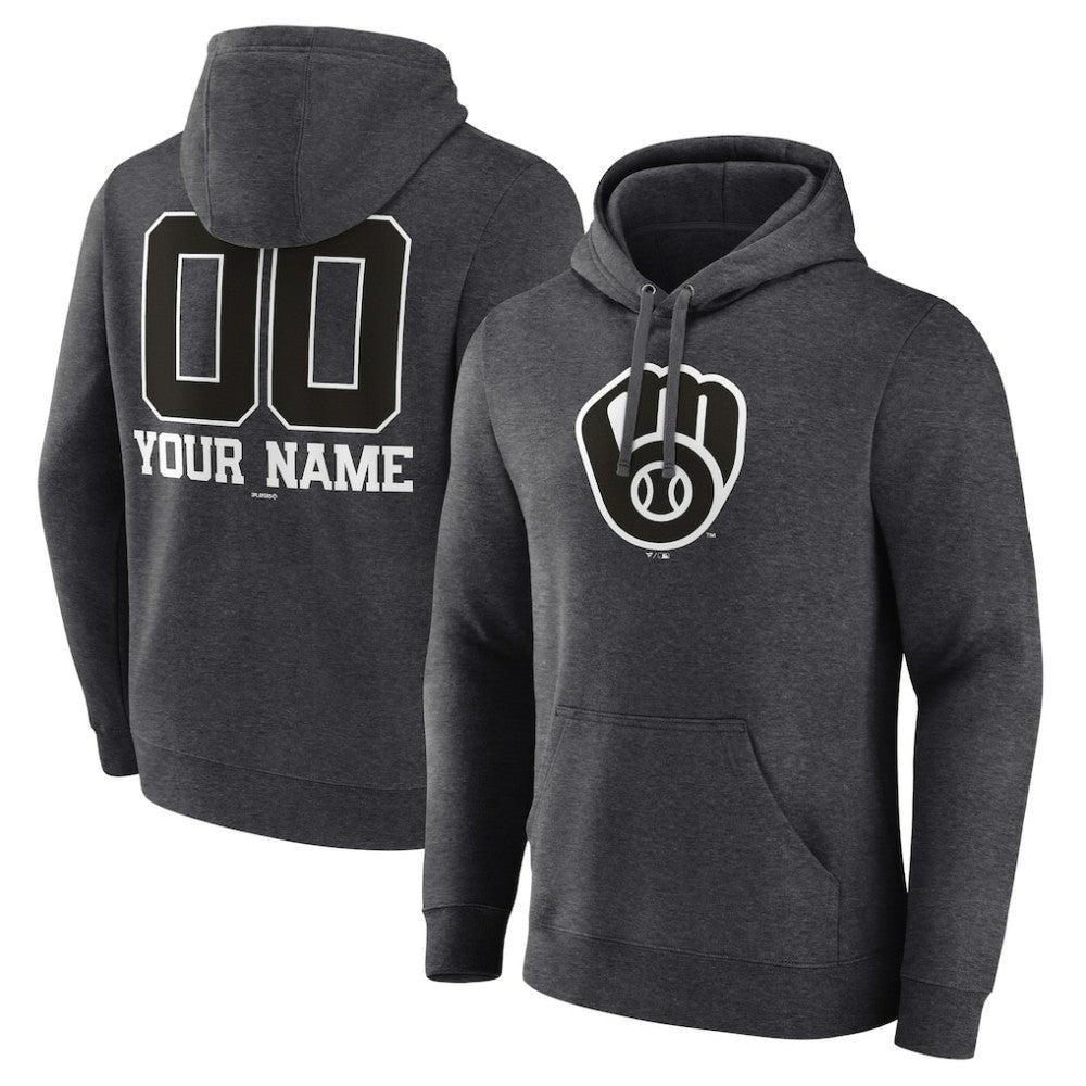 Milwaukee Brewers Personalized Monochrome Name & Number Pullover Hoodie | MLB New