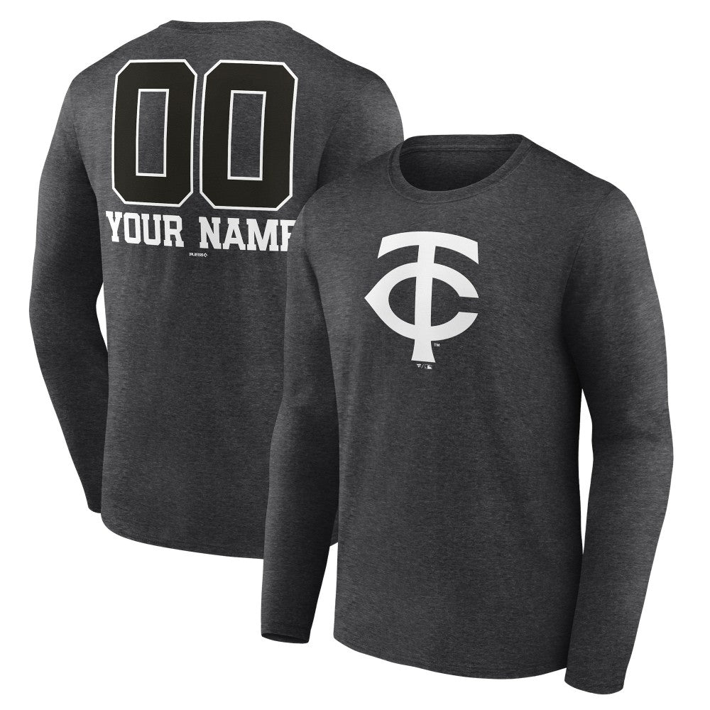Minnesota Twins Personalized Monochrome Name & Number Long Sleeve T-Shirt | MLB US