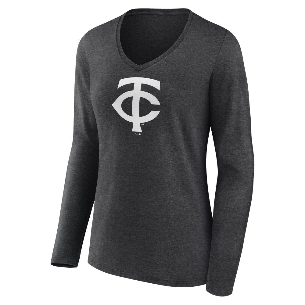 Minnesota Twins Women's Personalized Monochrome Name & Number Long Sleeve V-Neck T-Shirt | MLB On Sale