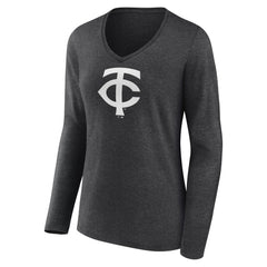 Minnesota Twins Women's Personalized Monochrome Name & Number Long Sleeve V-Neck T-Shirt | MLB On Sale