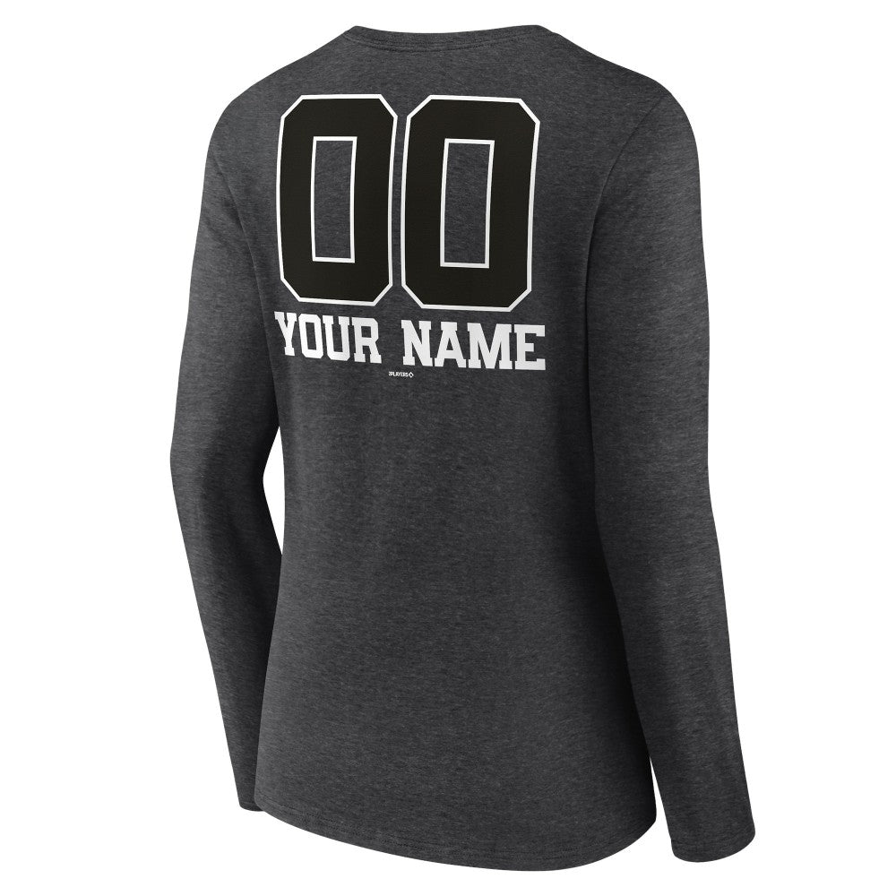 Minnesota Twins Women's Personalized Monochrome Name & Number Long Sleeve V-Neck T-Shirt | MLB On Sale