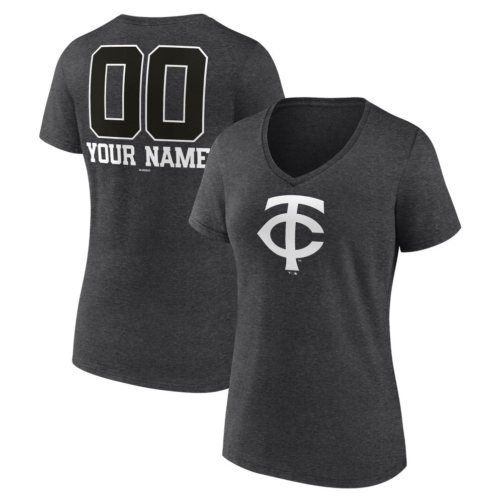 Minnesota Twins Women's Personalized Monochrome Name & Number V-Neck T-Shirt | MLB Discount