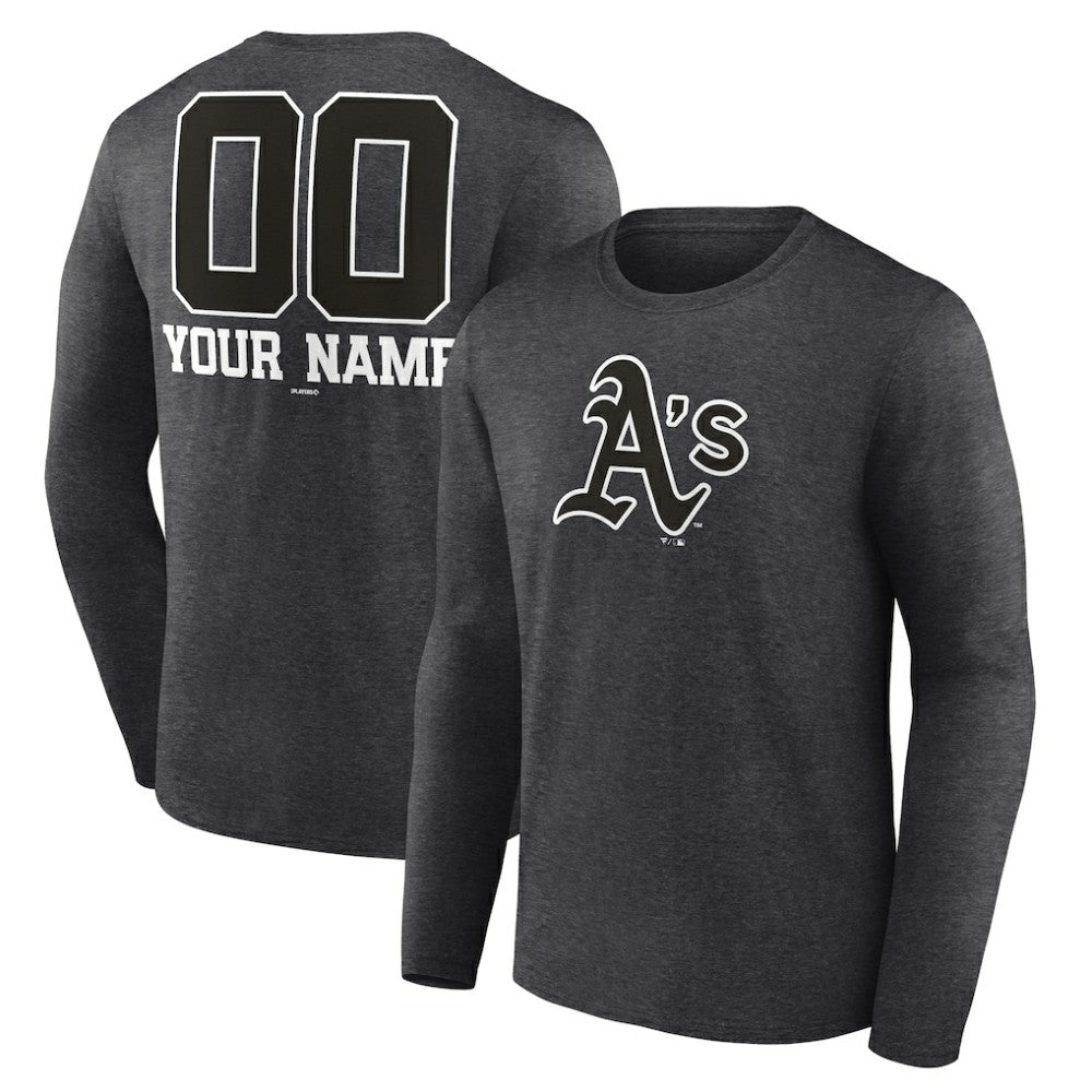 Athletics Personalized Monochrome Name & Number Long Sleeve T-Shirt | MLB Outlet