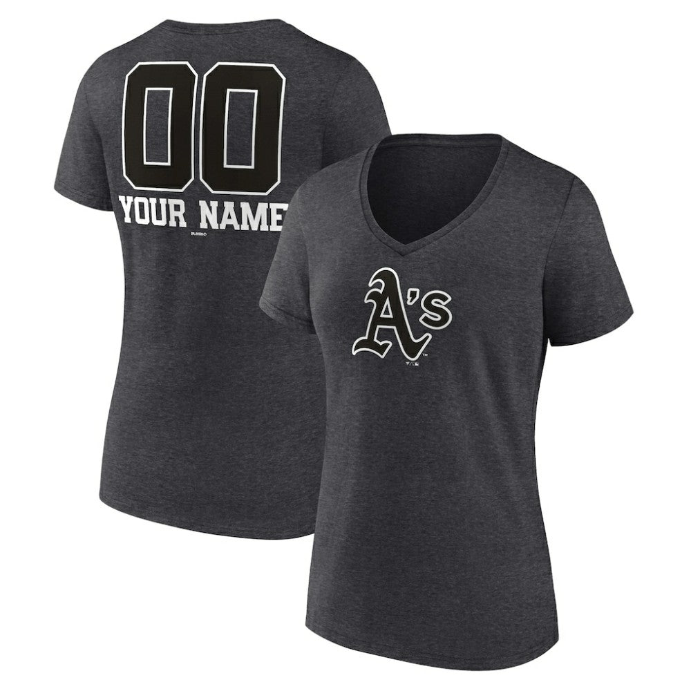 Athletics Women's Personalized Monochrome Name & Number V-Neck T-Shirt | MLB On Sale