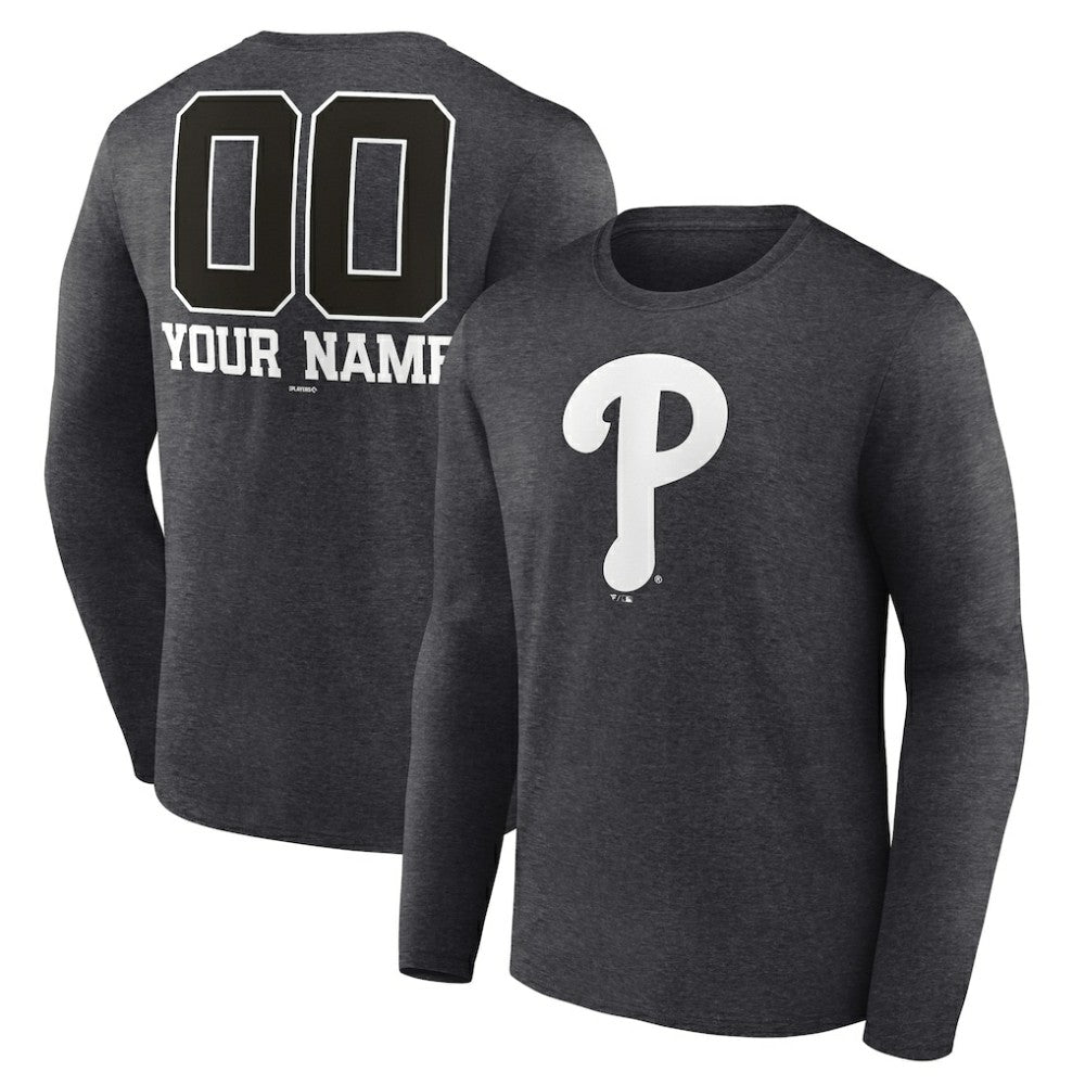 Philadelphia Phillies Personalized Monochrome Name & Number Long Sleeve T-Shirt | MLB Online