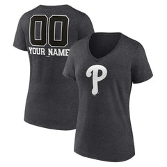 Philadelphia Phillies Women's Personalized Monochrome Name & Number V-Neck T-Shirt | MLB US