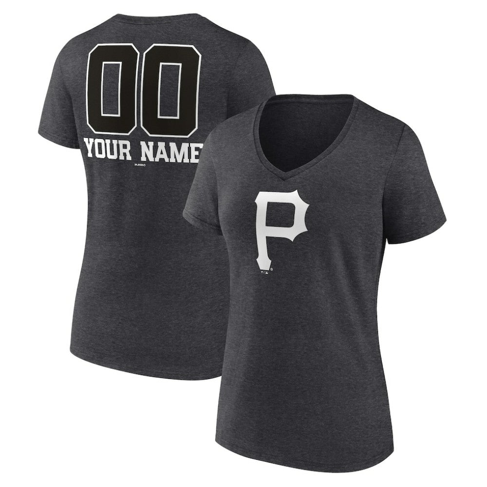 Pittsburgh Pirates Women's Personalized Monochrome Name & Number V-Neck T-Shirt | MLB US