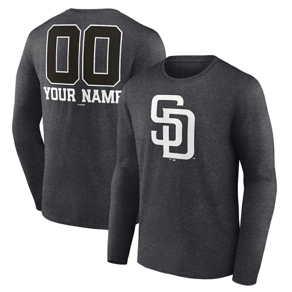 San Diego Padres Personalized Monochrome Name & Number Long Sleeve T-Shirt | MLB New