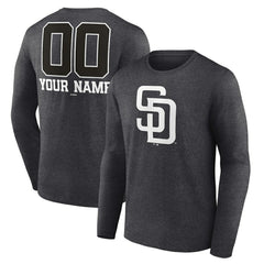 San Diego Padres Personalized Monochrome Name & Number Long Sleeve T-Shirt | MLB New