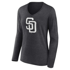 San Diego Padres Women's Personalized Monochrome Name & Number Long Sleeve V-Neck T-Shirt | MLB On Sale