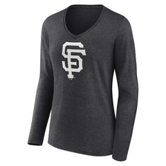 San Francisco Giants Women's Personalized Monochrome Name & Number Long Sleeve V-Neck T-Shirt | MLB Sale