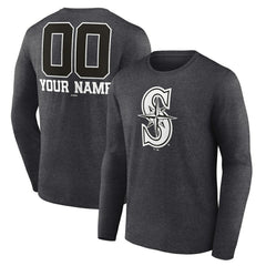 Seattle Mariners Personalized Monochrome Name & Number Long Sleeve T-Shirt | MLB Sale
