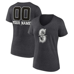 Seattle Mariners Women's Personalized Monochrome Name & Number V-Neck T-Shirt | MLB Outlet