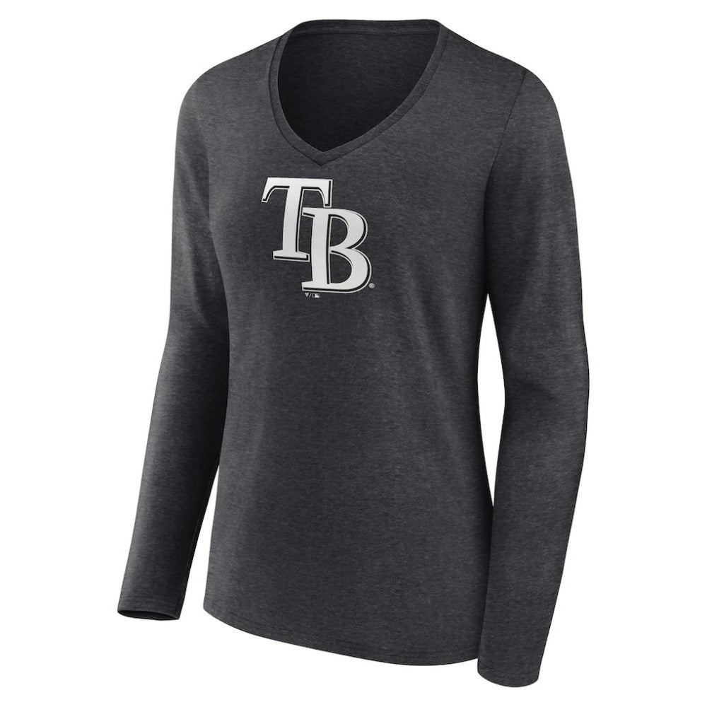 Tampa Bay Rays Women's Personalized Monochrome Name & Number Long Sleeve V-Neck T-Shirt | MLB On Sale