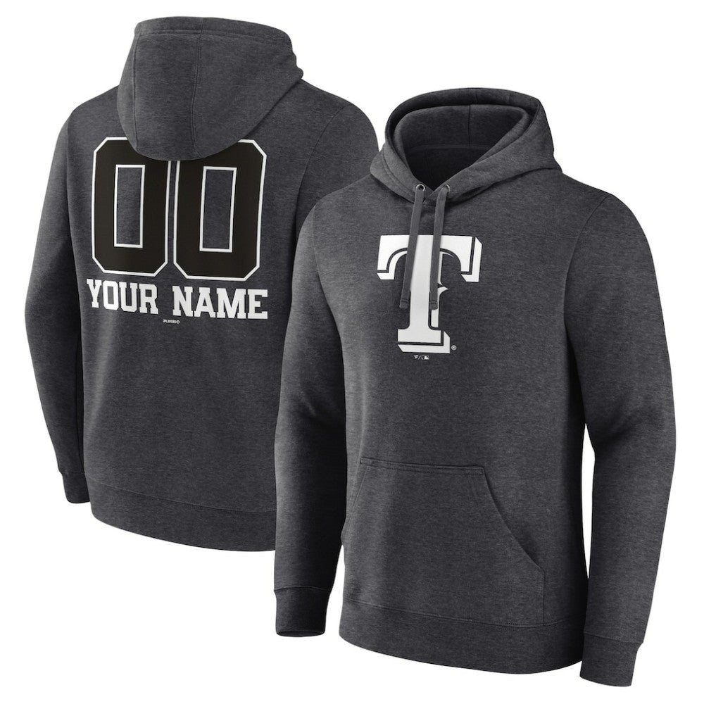 Texas Rangers Personalized Monochrome Name & Number Pullover Hoodie | MLB Outlet