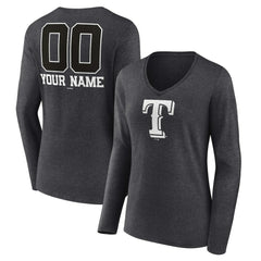 Texas Rangers Women's Personalized Monochrome Name & Number Long Sleeve V-Neck T-Shirt | MLB Outlet