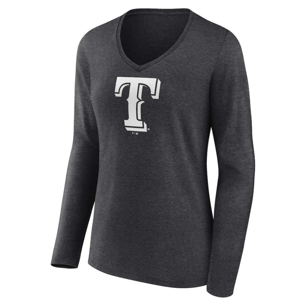 Texas Rangers Women's Personalized Monochrome Name & Number Long Sleeve V-Neck T-Shirt | MLB Outlet