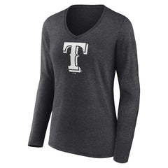 Texas Rangers Women's Personalized Monochrome Name & Number Long Sleeve V-Neck T-Shirt | MLB Outlet