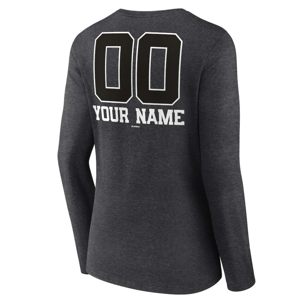 Texas Rangers Women's Personalized Monochrome Name & Number Long Sleeve V-Neck T-Shirt | MLB Outlet