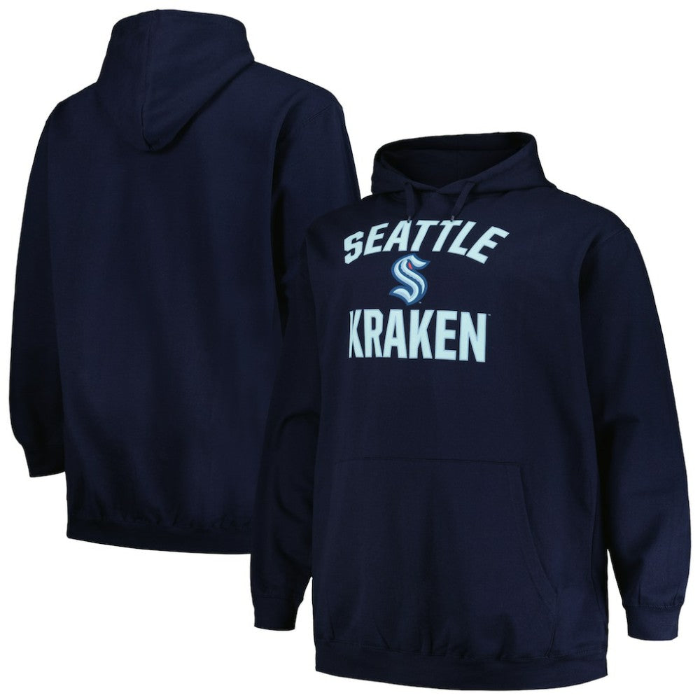 Seattle Kraken Profile Big & Tall Arch Over Logo Pullover Hoodie On Sale