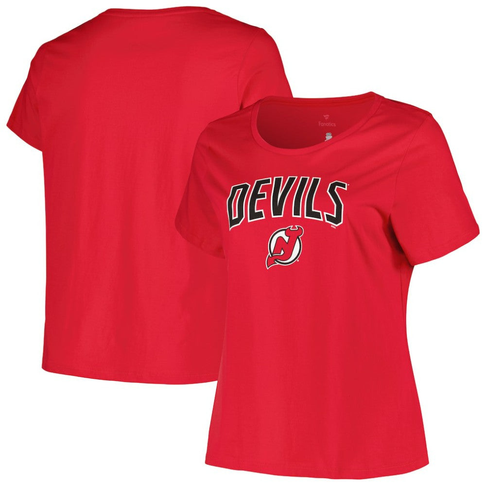 New Jersey Devils Profile Women's Plus Size Arch Over Logo T-Shirt Sale