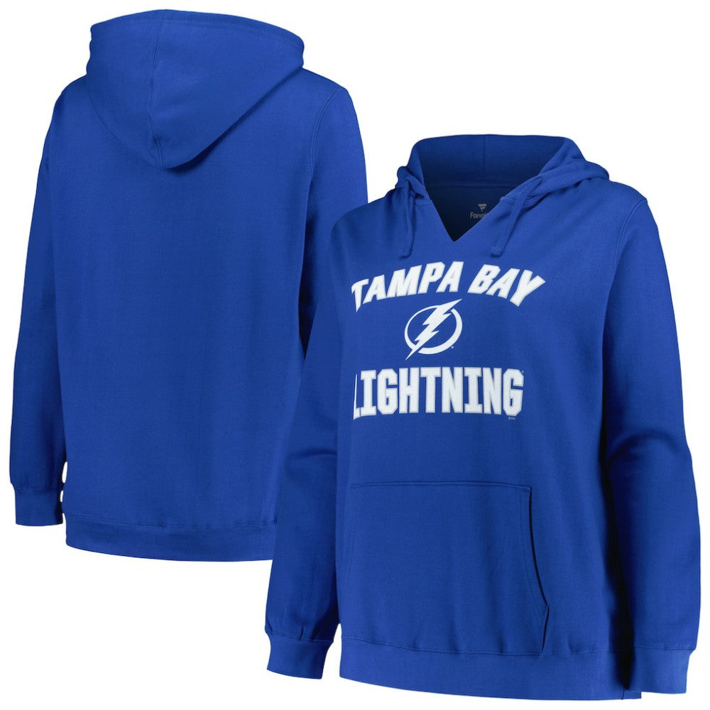 Tampa Bay Lightning Profile Women's Plus Size Arch Over Logo Pullover Hoodie On Sale