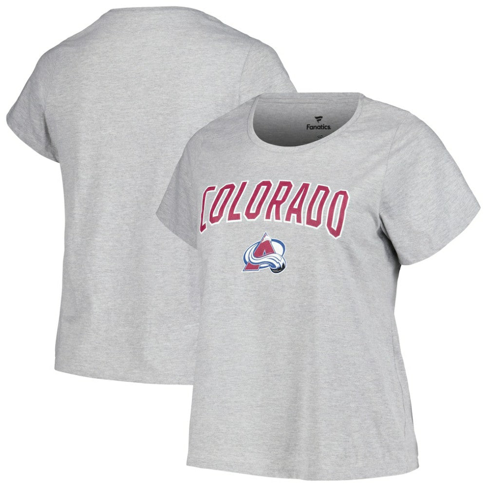 Colorado Avalanche Profile Women's Plus Size Arch Over Logo T-Shirt On Sale