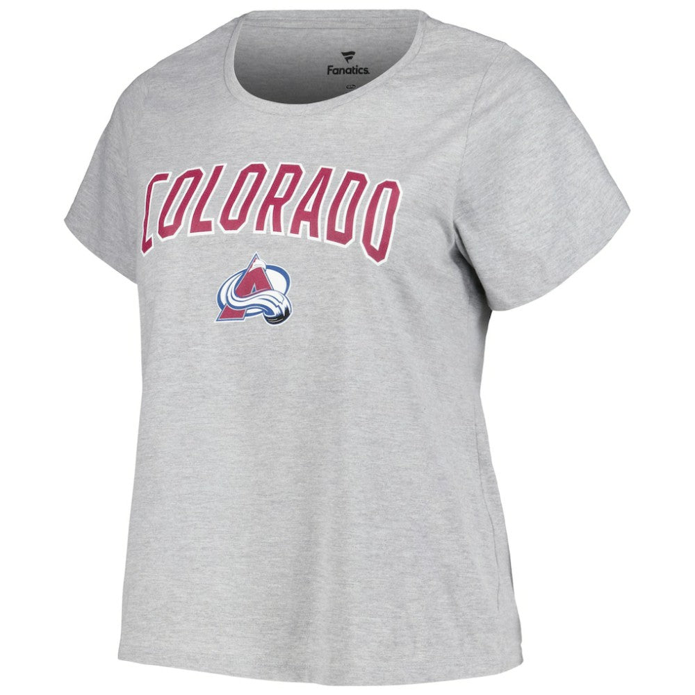 Colorado Avalanche Profile Women's Plus Size Arch Over Logo T-Shirt On Sale