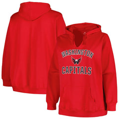 Washington Capitals Profile Women's Plus Size Arch Over Logo Pullover Hoodie Outlet