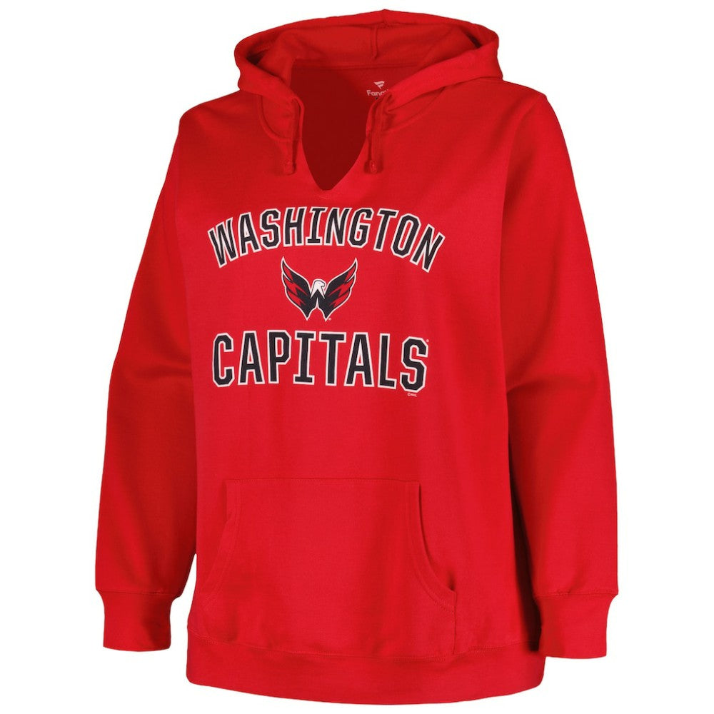 Washington Capitals Profile Women's Plus Size Arch Over Logo Pullover Hoodie Outlet