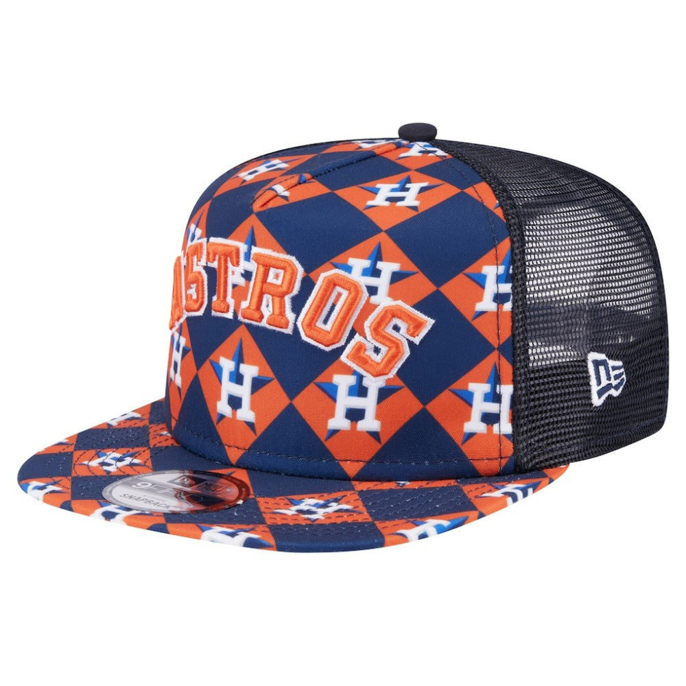 Houston Astros New Era Seeing Diamonds A-Frame Trucker 9FIFTY Snapback Hat | MLB Sale