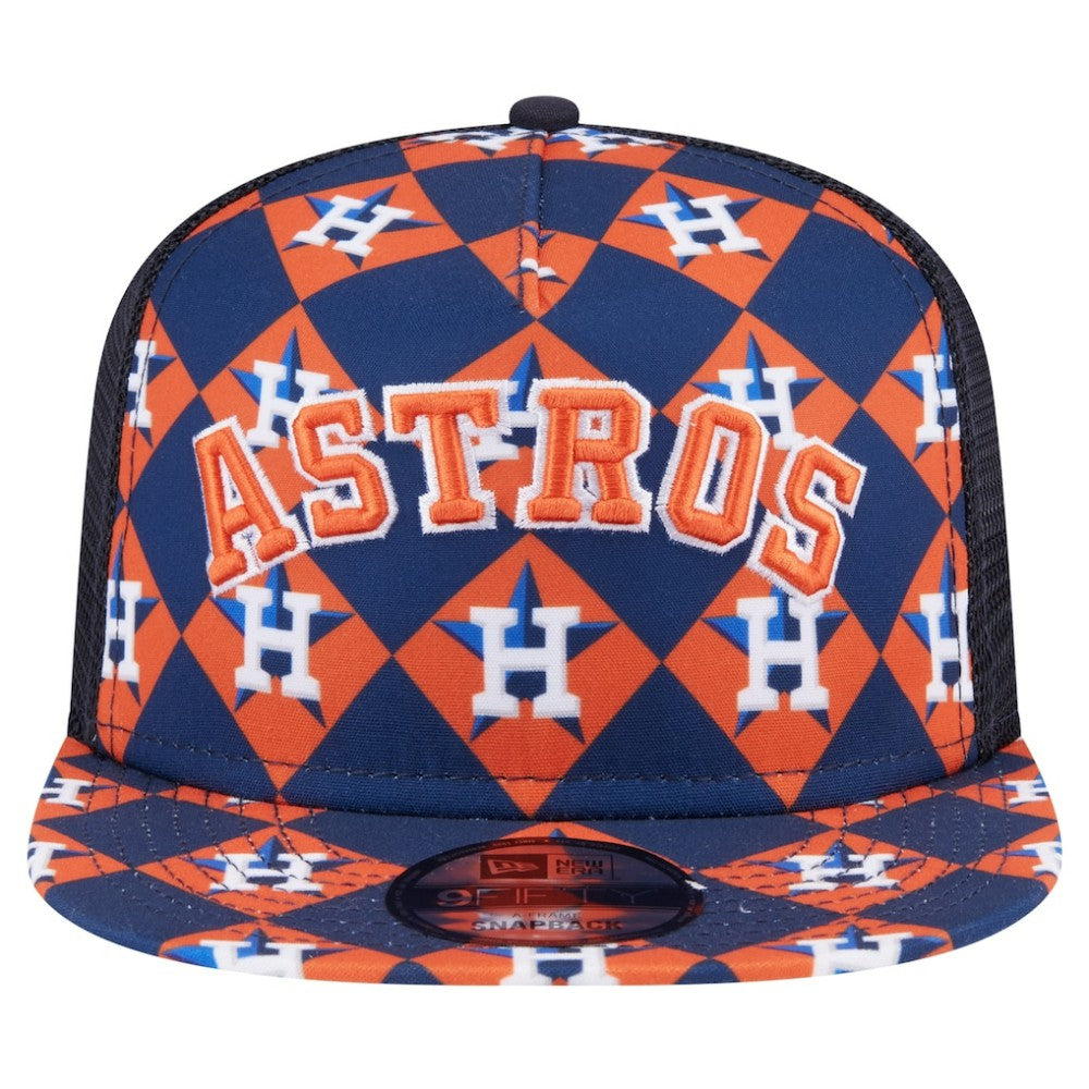 Houston Astros New Era Seeing Diamonds A-Frame Trucker 9FIFTY Snapback Hat | MLB Sale