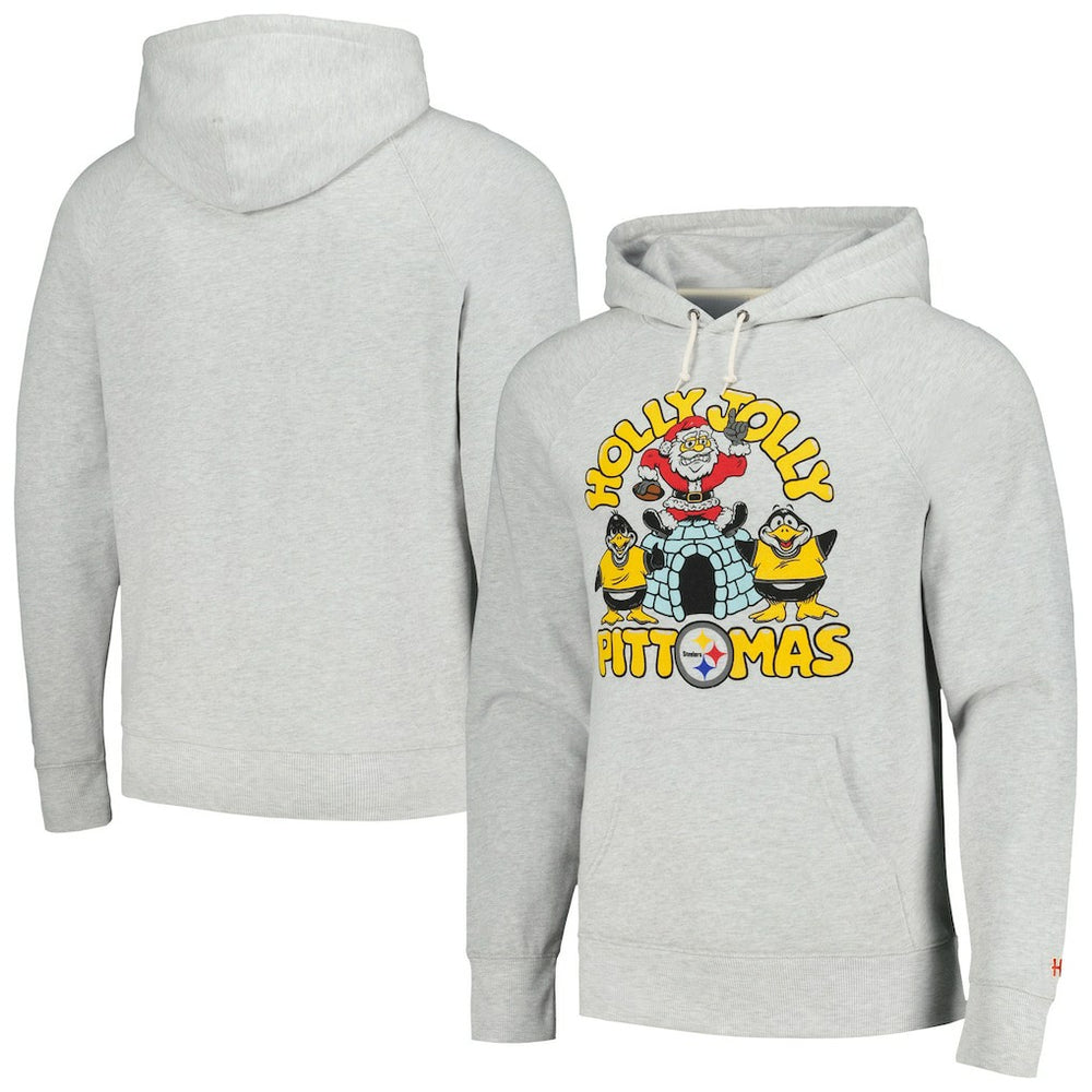 Pittsburgh Steelers  Homage Unisex Holiday Raglan Tri-Blend Pullover Hoodie