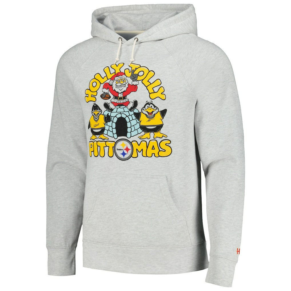 Pittsburgh Steelers  Homage Unisex Holiday Raglan Tri-Blend Pullover Hoodie
