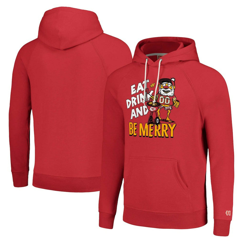 Kansas City Chiefs  Homage Unisex Holiday Raglan Tri-Blend Pullover Hoodie