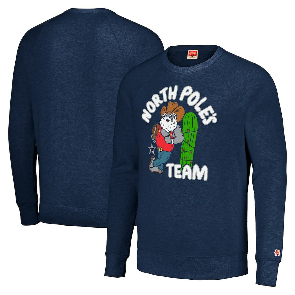 Dallas Cowboys  Homage Unisex Holiday Raglan Tri-Blend Pullover Sweatshirt
