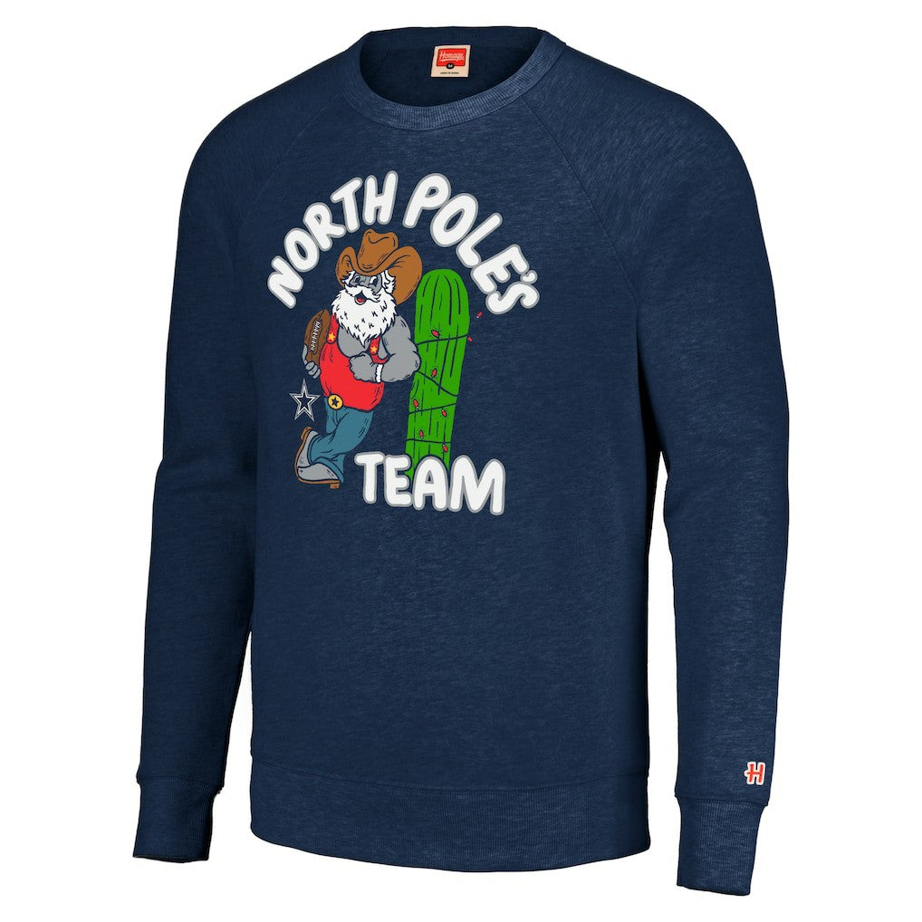 Dallas Cowboys  Homage Unisex Holiday Raglan Tri-Blend Pullover Sweatshirt