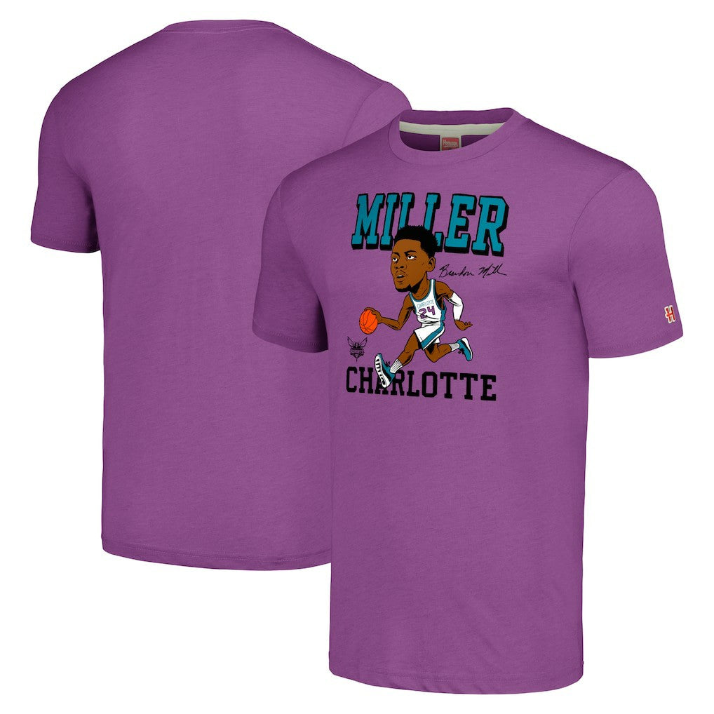 Brandon Miller Charlotte Hornets Homage Caricature Tri-Blend T-Shirt New