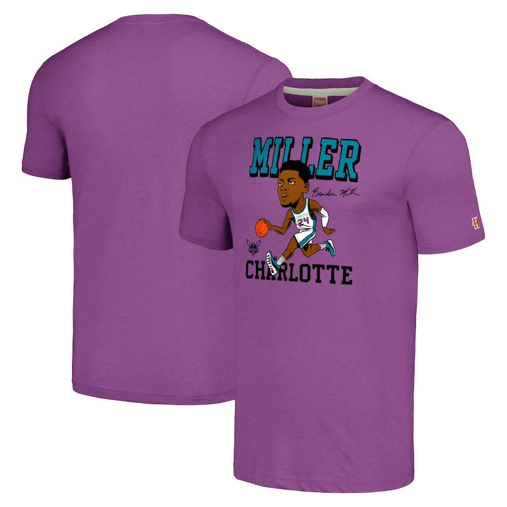 Brandon Miller Charlotte Hornets Homage Caricature Tri-Blend T-Shirt New