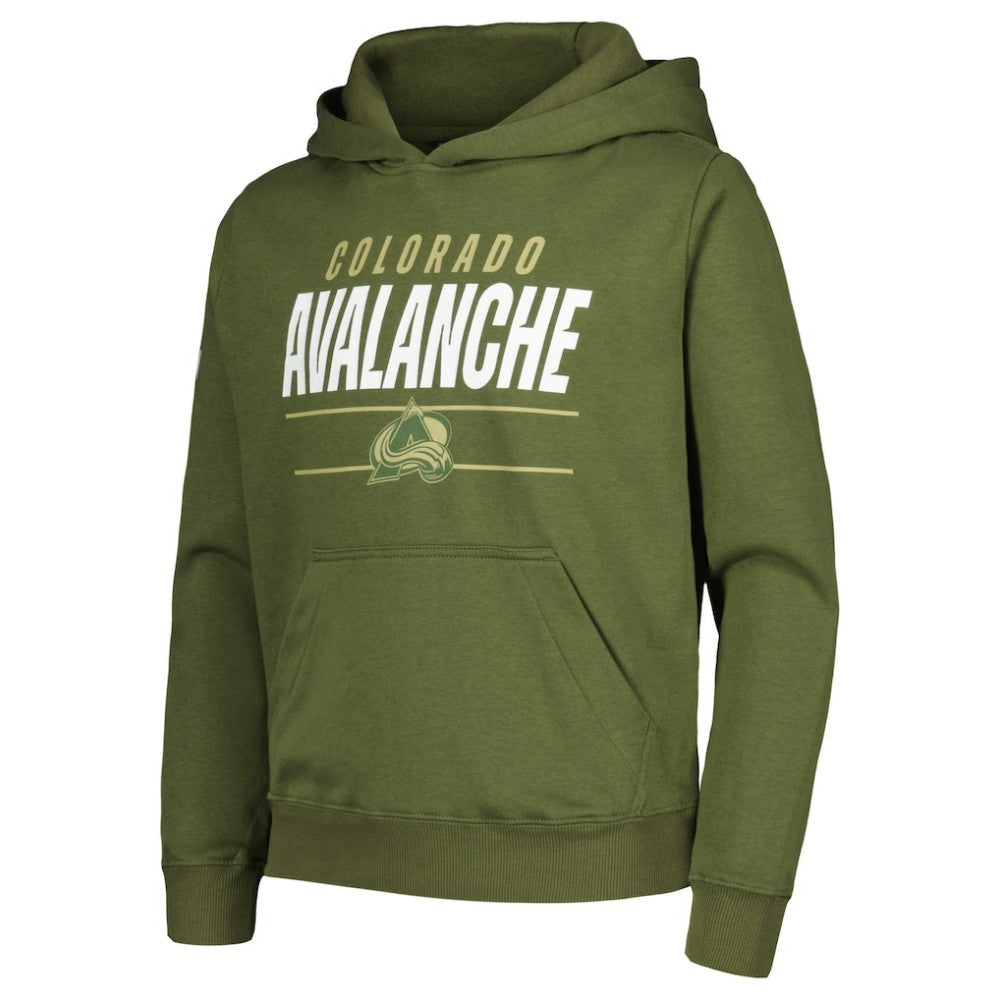 Colorado Avalanche Levelwear Youth Podium Fleece Pullover Hoodie On Sale
