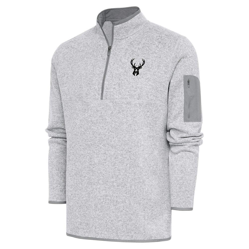 Milwaukee Bucks Antigua Metallic Logo Fortune Quarter-Zip Jacket New