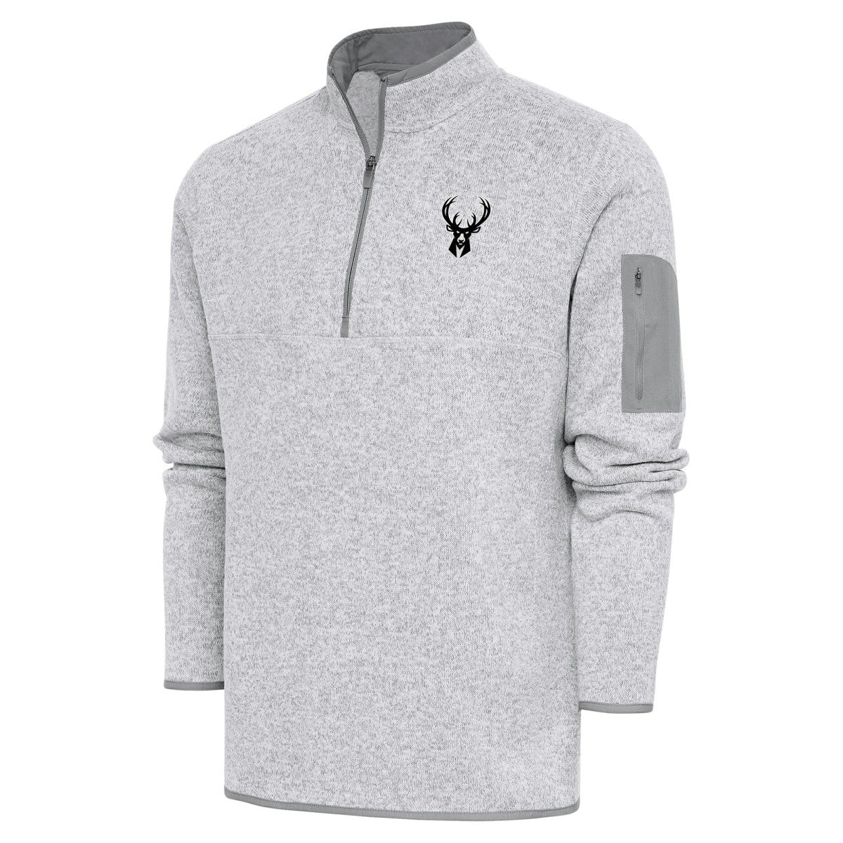 Milwaukee Bucks Antigua Metallic Logo Fortune Quarter-Zip Jacket New